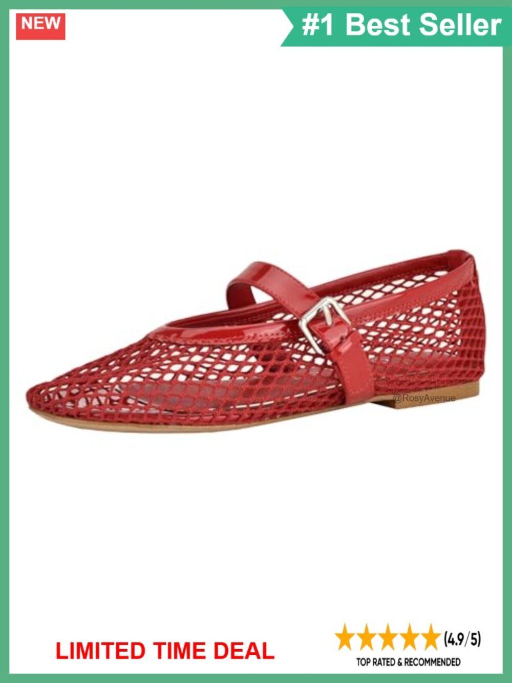 Mary Jane Flats Patent Mesh Round Toe Buckle Casual Shoes